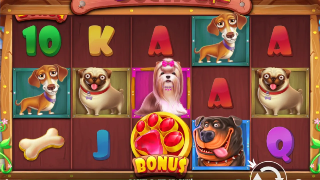 The original Dog House slot by Pragmatic Play — 5-reel 3-row layout with 20 fixed paylines, predecessor to the Megaways version